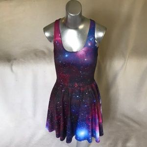 Black Milk Purple Galaxy Reverse Skater Dress S-LT